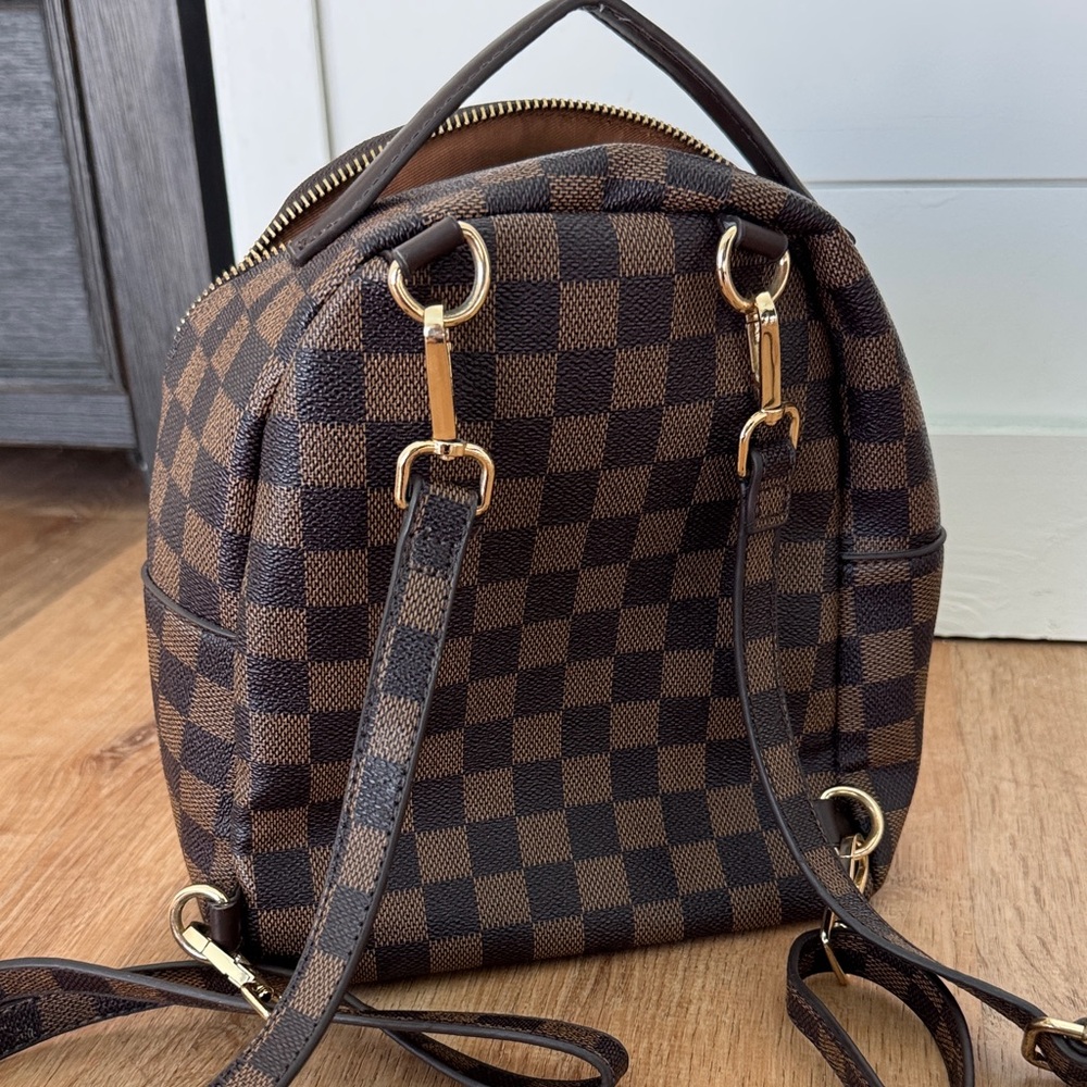 Brown Checkered Mini Backpack - image 3